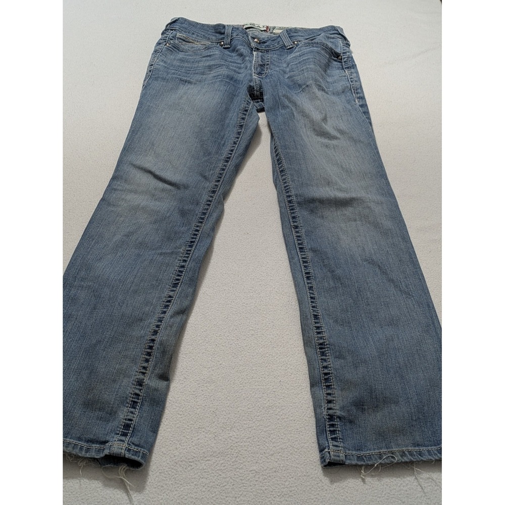 Ariat Womens REAL Straight Icon Jeans 33L Mid-Rise Straight Leg Blue Denim
